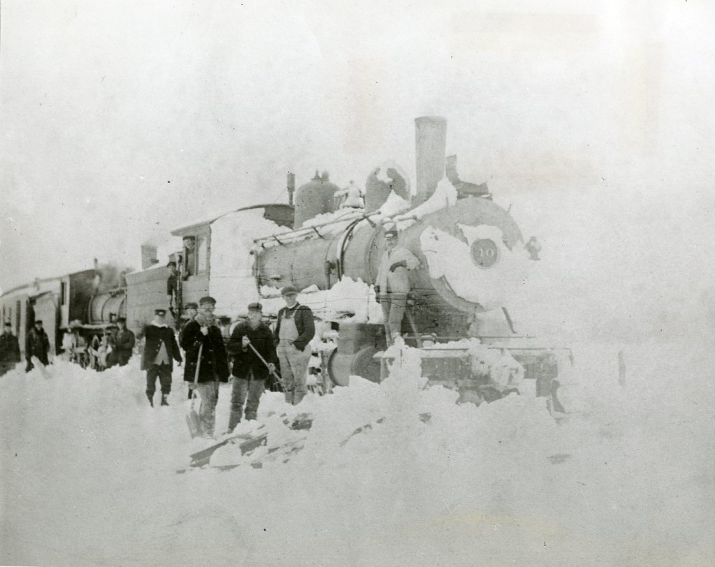 Central New England Railway engine stuck in the snow near Pine Plains, New York, March 2, 1914