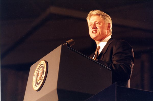 Bill Clinton at the dedication of the Thomas J. Dodd Research Center, October 15, 1995