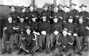 Members of the CAC Cadet Battalion, 1905. The officer in the second row, fourth from left is Lieutenant E. R. Bennett, Commandant of Cadets