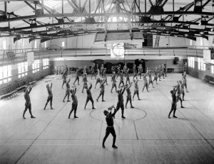 Calisthenics in Hawley Armory, 1920