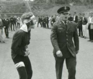 Cadets and Protesters at Military Day ceremonies, May 1968.