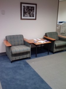 The new carpeting in the Administrative Office Suites.