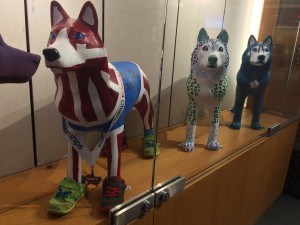 Club Track and Field's painted husky statue. 